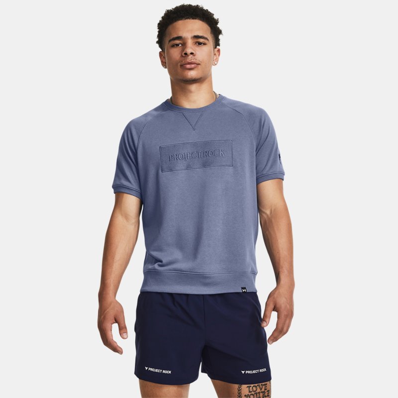 Under Armour Men's Project Rock Terry Gym Top Hushed Blue / Hushed Blue L